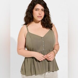 NWT Torrid Washable Crinkle Gauze Tank Size 6X Olive Green